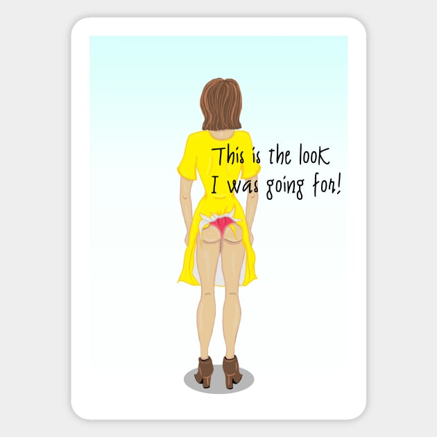 Dress caught in knickers - this is the look I was going for! Sticker by Happyoninside